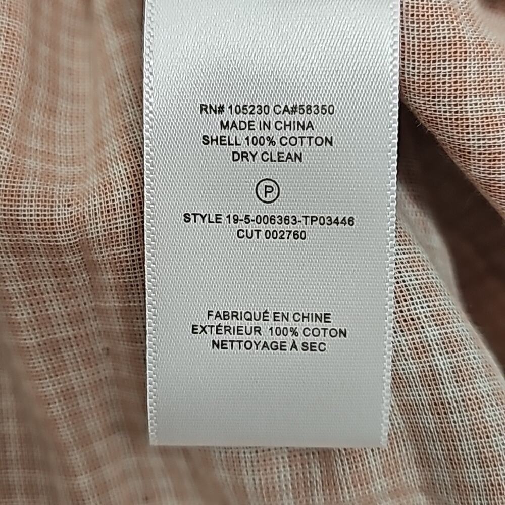 Joie Top Cider Orange Dia Plaid Button Front Long Puffy Sleeve Woman Size M - Picture 12 of 12